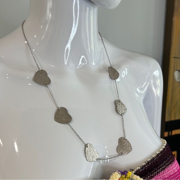 Sterling Hammered Hearts Necklace - Picture 2 of 7